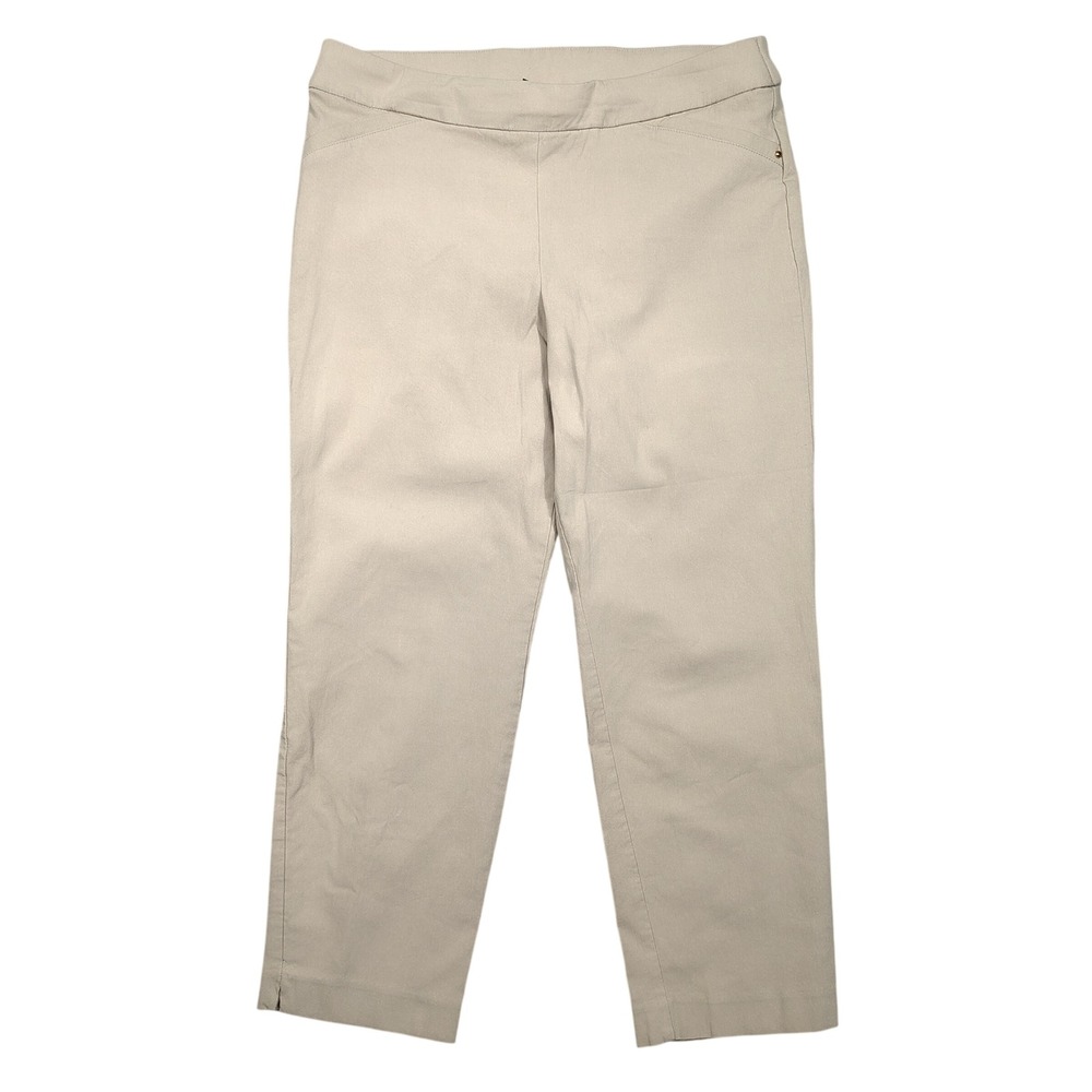 Briggs Pants Womens 14 Rayon Blend Pull On Straight Leg Beige Solid